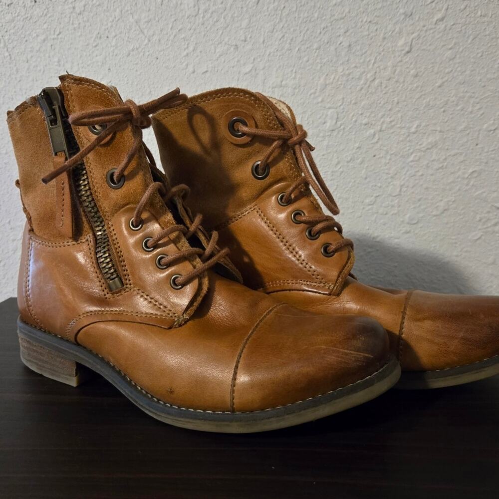 Brown Leather Boots with Rugged Design
